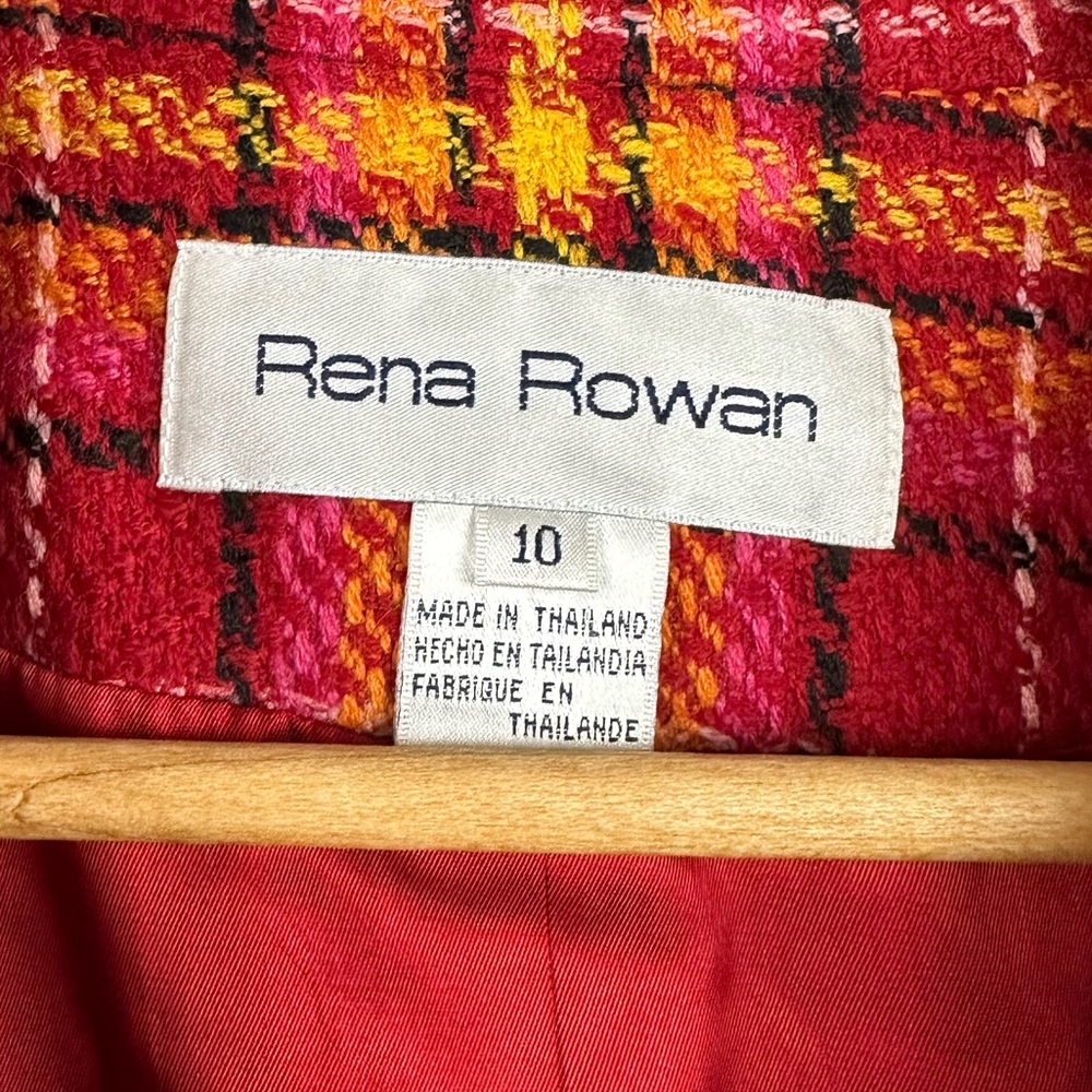 Vintage Rena Rowan Wool Longline Plaid Jacket Size 10 - Picture 9 of 10
